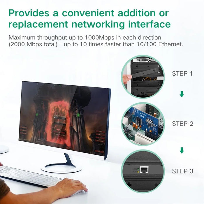 UGREEN Gigabit Ethernet PCI Express PCI-E Network Card RJ45 LAN Adapter Converter Network Controller for Desktop - 2