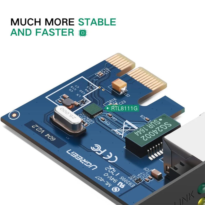 UGREEN Gigabit Ethernet PCI Express PCI-E Network Card RJ45 LAN Adapter Converter Network Controller for Desktop - 5