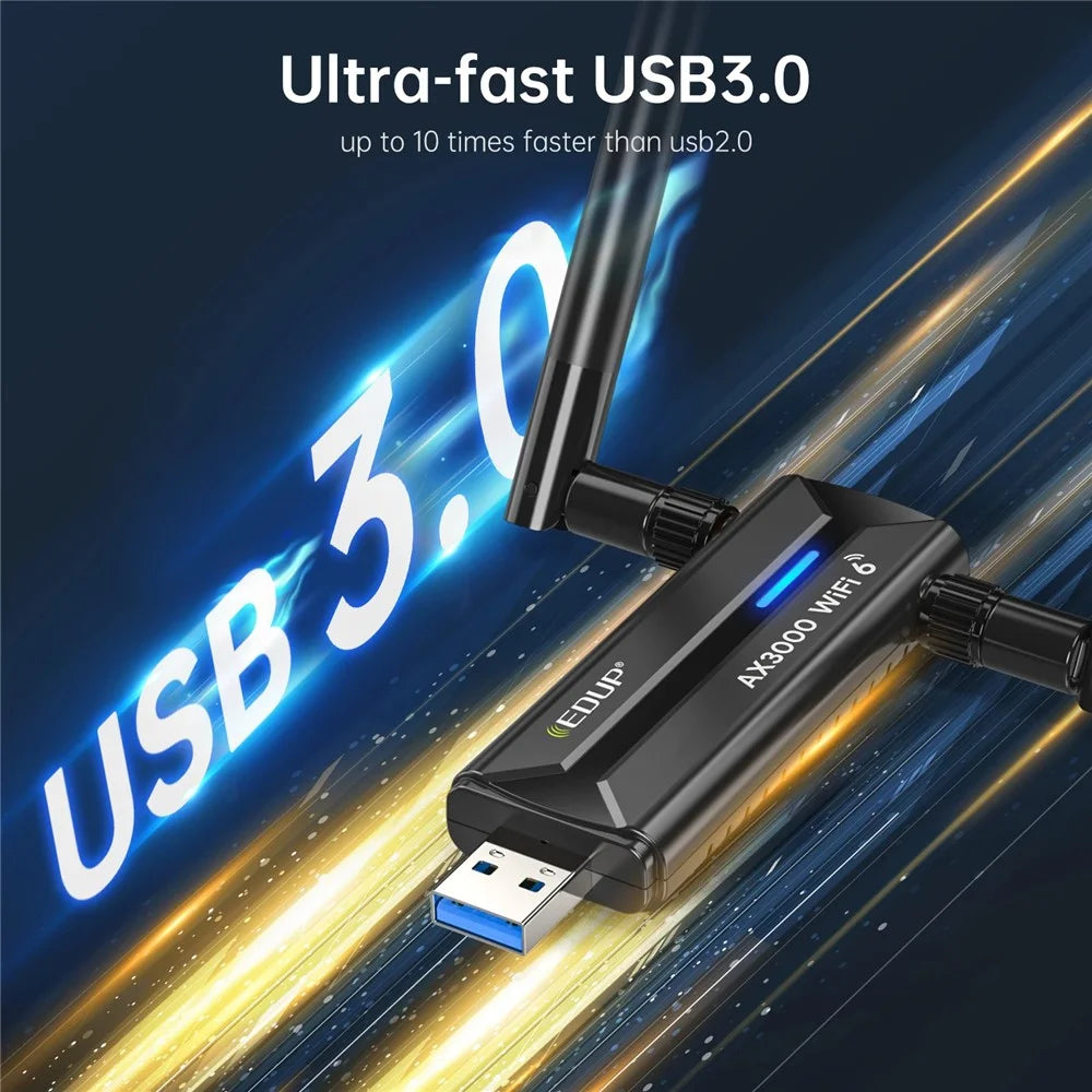 EDUP EP-AX1672 AX3000 USB 3.0 WiFi 6E Network Adapter 2.4GHz / 5GHz / 6GHz MTK7921AU Chipset Network Connector - 6