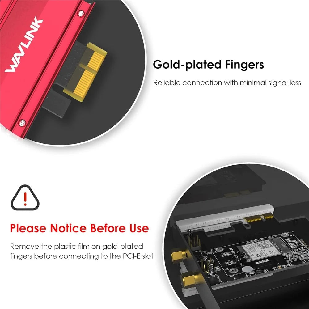 WAVLINK WL-WN685BE3-A Desktop PC WiFi 7 BE8800 Pcie Card Bluetooth-Compatible 5.4 8800Mbps Tri-Band BE200 Wireless Adapter - 7