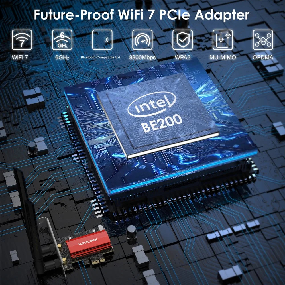WAVLINK WL-WN685BE3-B WiFi 7 Tri-Band PCI-E Wireless Network Card BE8800 2.4GHz 5GHz 6GHz Bluetooth-Compatible 5.4 Adapter - 5