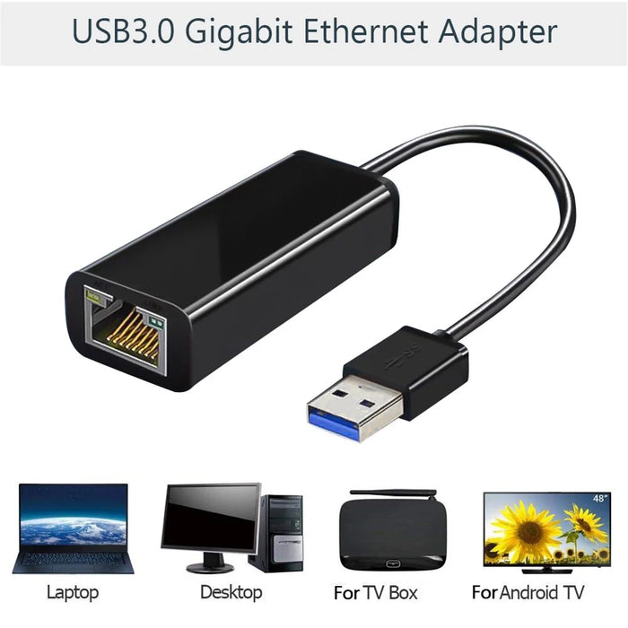 UE010 USB 3.0 1000Mbps Gigabit Ethernet Adapter USB 3.0 to RJ45 Lan Network Card for Laptop PC - 2