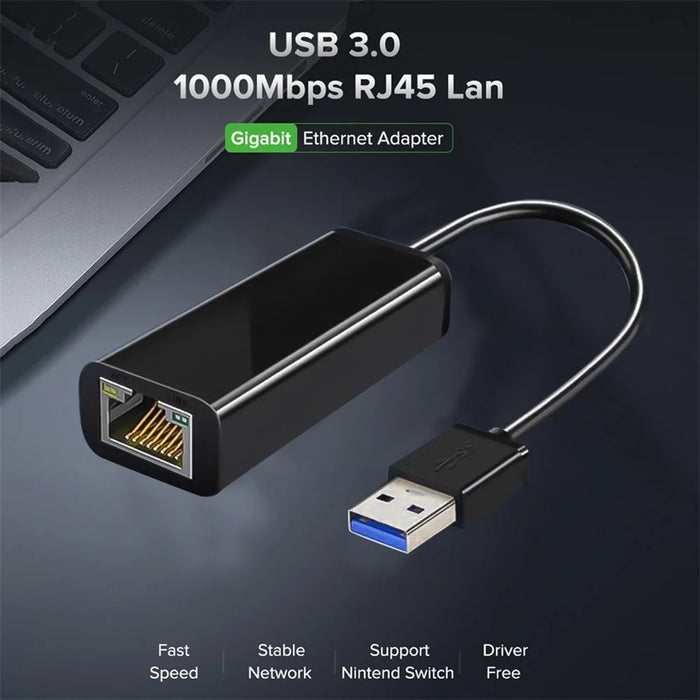 UE010 USB 3.0 1000Mbps Gigabit Ethernet Adapter USB 3.0 to RJ45 Lan Network Card for Laptop PC - 3