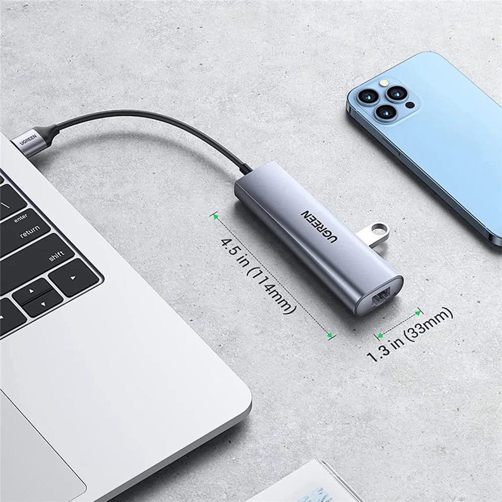 UGREEN 20915 USB Hub 3-Port USB 3.0 Hub 5V Power Port with RJ45 10/100/1000 Gigabit Ethernet Adapter Converter LAN Wired USB Network Adapter - 6