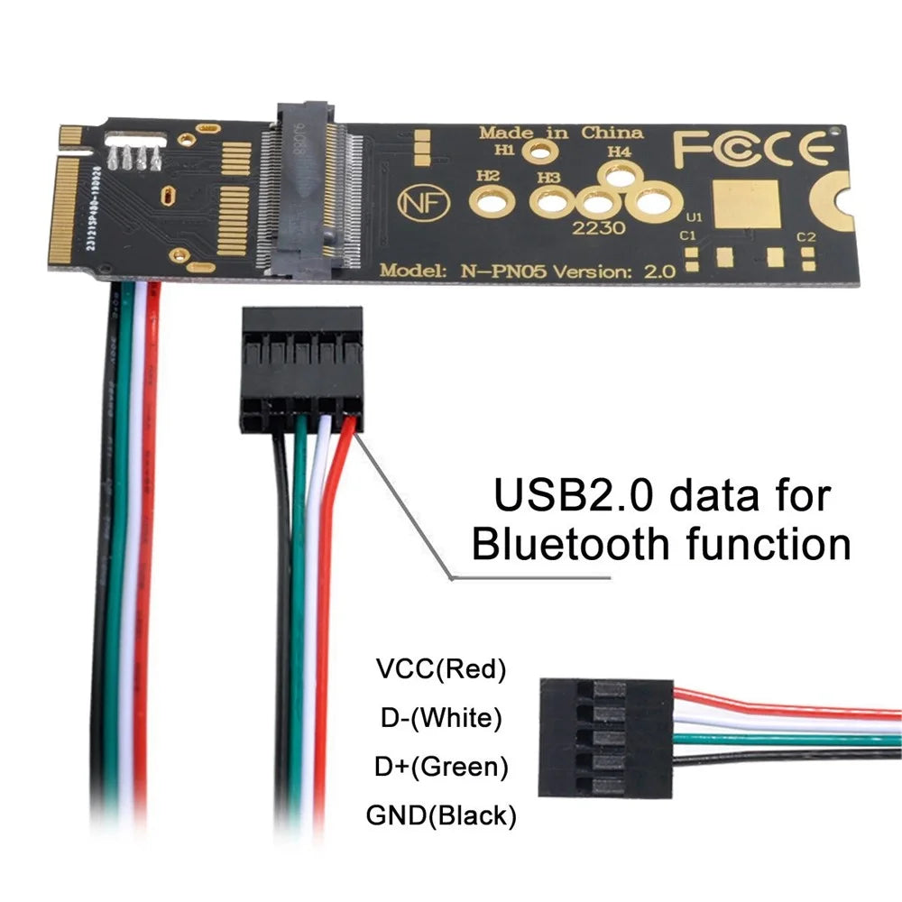 EP-002 Wireless NGFF A/E-Key WiFi Card to M.2 NGFF Key-M NVME SSD Adapter for AX200 WiFi 6 Bluetooth-compatible 5.1 - 6