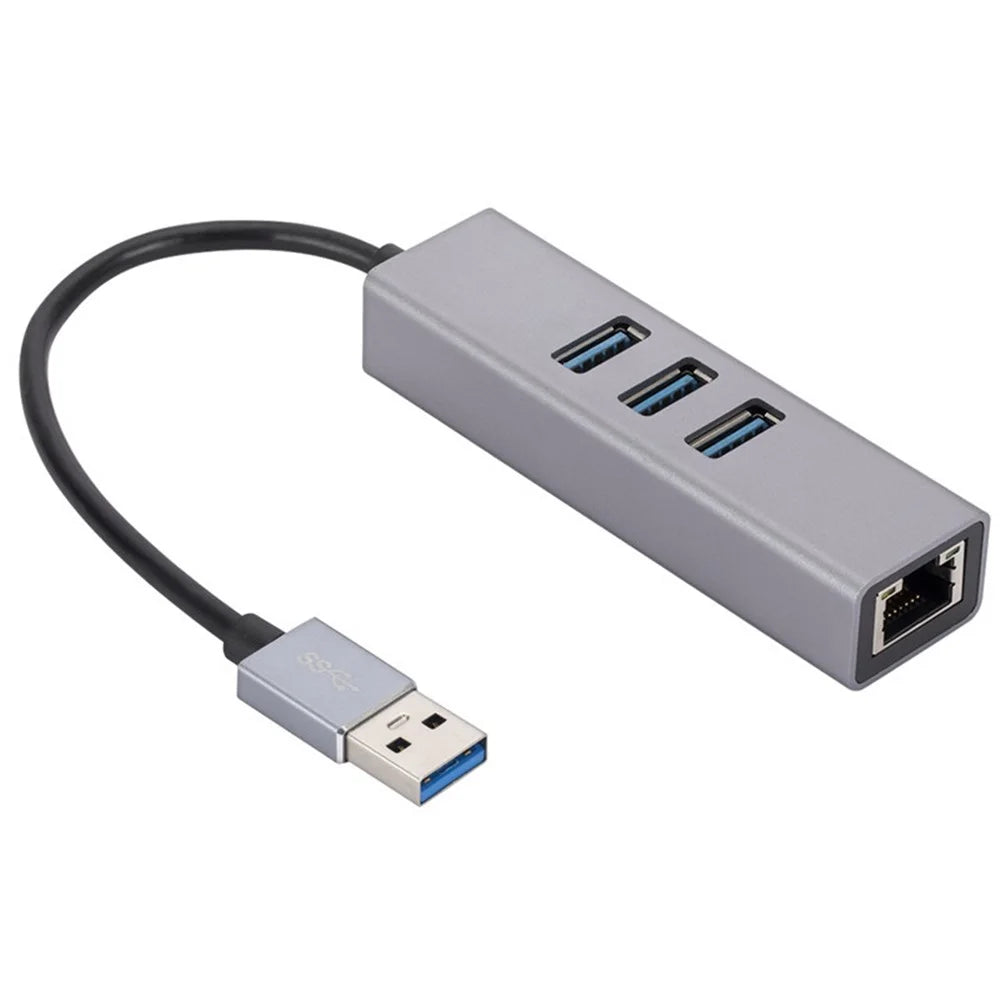 USB-A to RJ45 Ethernet+3xUSB 3.0 Ports Adapter USB 3.0 to 10 / 100 / 1000Mbps Network LAN Cable Converter - 1