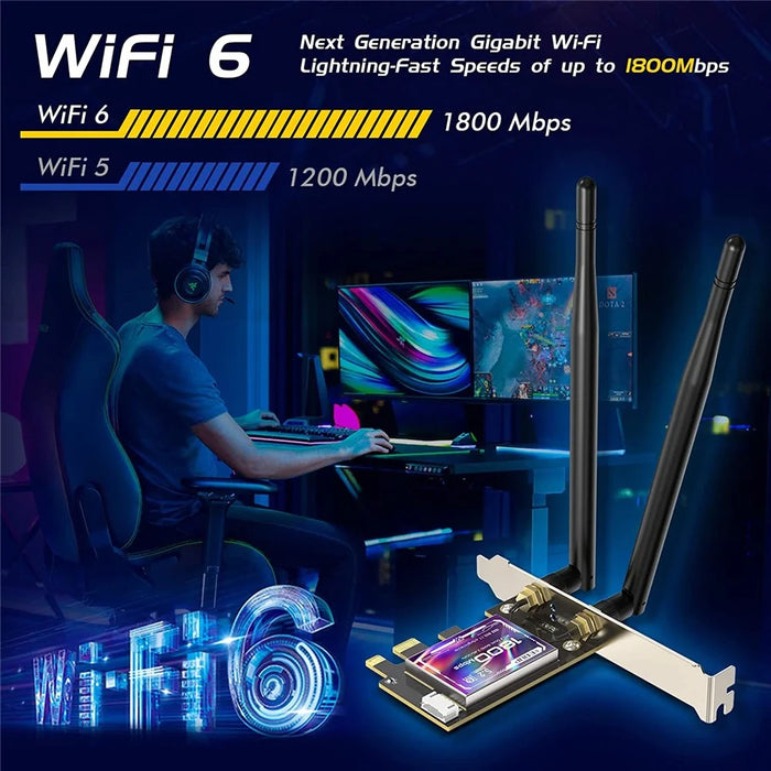 EDUP EP-9658 AX1800M Bluetooth-compatible 5.2 WiFi 6 PCI-E Network Card 2.4GHz / 5.8GHz Dual Band Network Card for Computer - 3