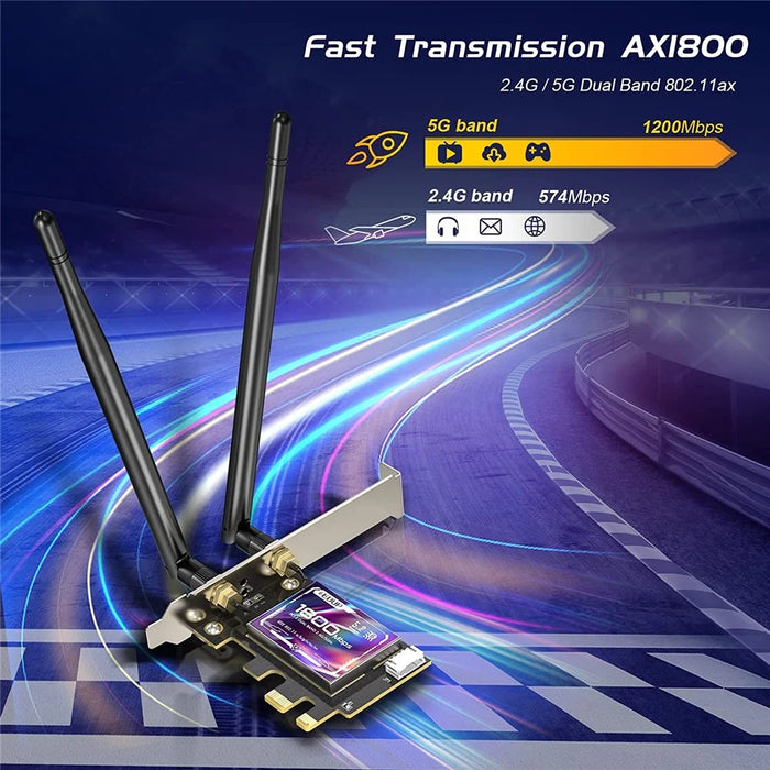 EDUP EP-9658 AX1800M Bluetooth-compatible 5.2 WiFi 6 PCI-E Network Card 2.4GHz / 5.8GHz Dual Band Network Card for Computer - 4