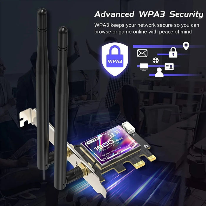 EDUP EP-9658 AX1800M Bluetooth-compatible 5.2 WiFi 6 PCI-E Network Card 2.4GHz / 5.8GHz Dual Band Network Card for Computer - 7
