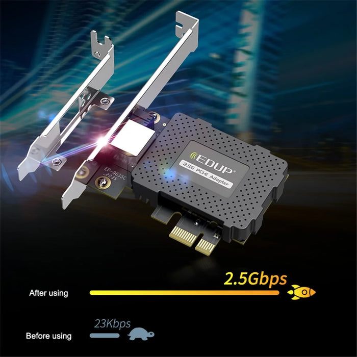 EDUP EP-9635C PCI-E Express Network Adapter RJ45 Port 2.5Gbps / 1Gbps / 100Mbps Ethernet Network Card - 6