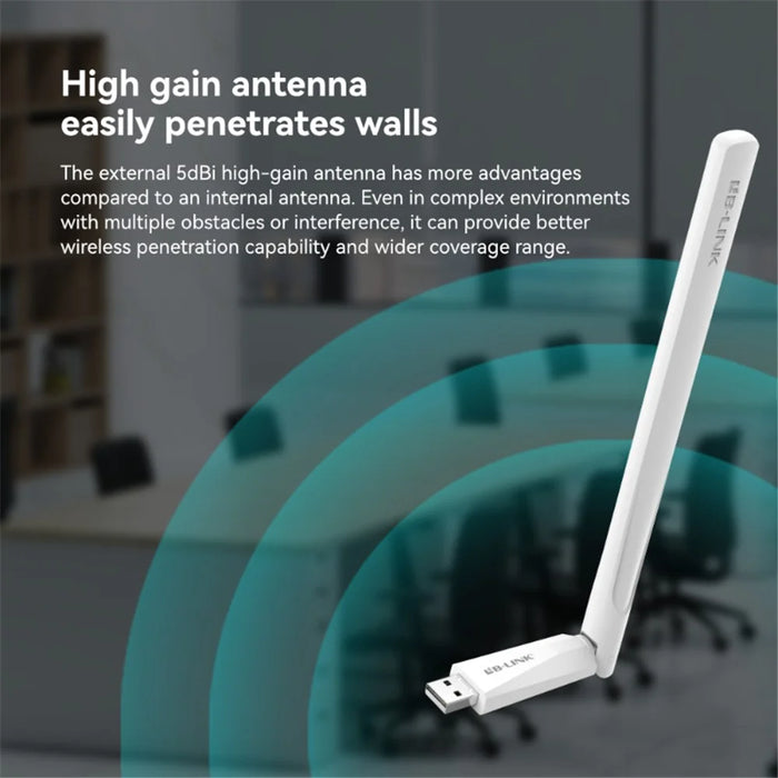 LB-LINK WDN650A Home WiFi Receiver for Decktop Computer Laptop Dual Band 650M Wireless USB Network Card - 6