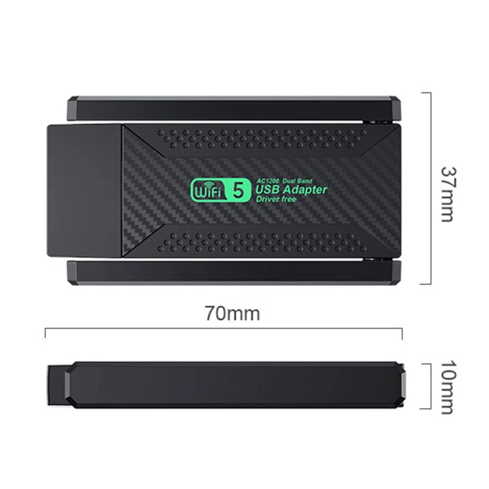 ZT02 Dual Band Driver-Free USB3.0 5G Wireless Network Adapter for Desktop PC, Laptop, 1200Mbps WiFi Wireless Adapter - 7