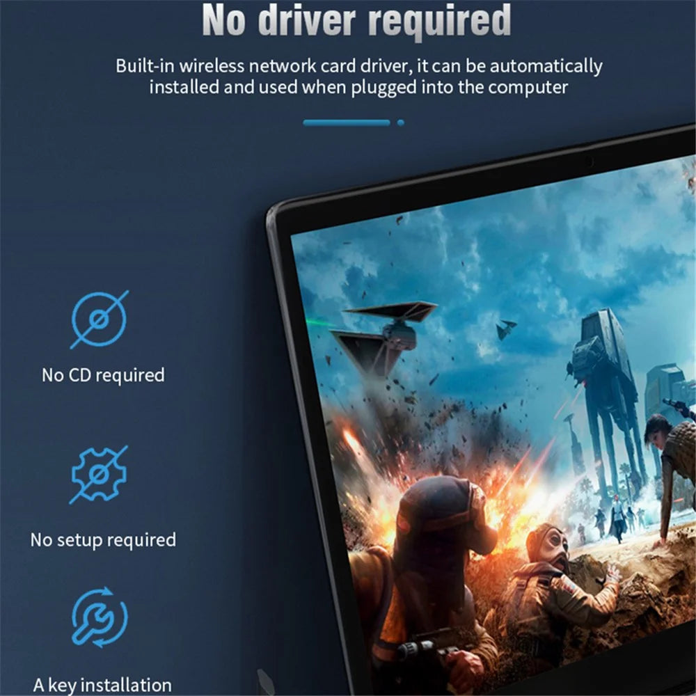 A07 Dual-Band 2.4G / 5G Driver-Free Wireless Network Adapter USB3.0 High-Speed Wireless Adapter 4-Antennas Computer Network Card - 2