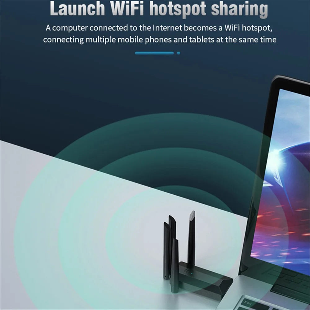 A07 Dual-Band 2.4G / 5G Driver-Free Wireless Network Adapter USB3.0 High-Speed Wireless Adapter 4-Antennas Computer Network Card - 3