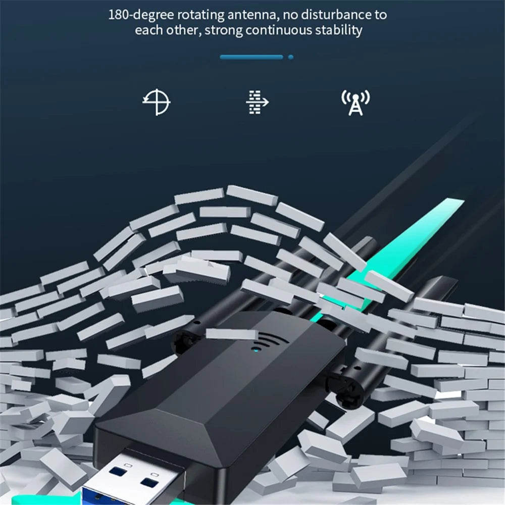 A07 Dual-Band 2.4G / 5G Driver-Free Wireless Network Adapter USB3.0 High-Speed Wireless Adapter 4-Antennas Computer Network Card - 5