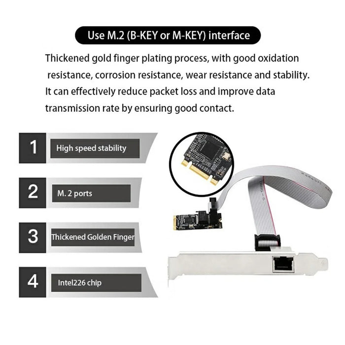 TXA199 B+M Key M.2 Single Port 2500Mbps Network Card Desktop PC 2.5G Network Card Adapter - 4
