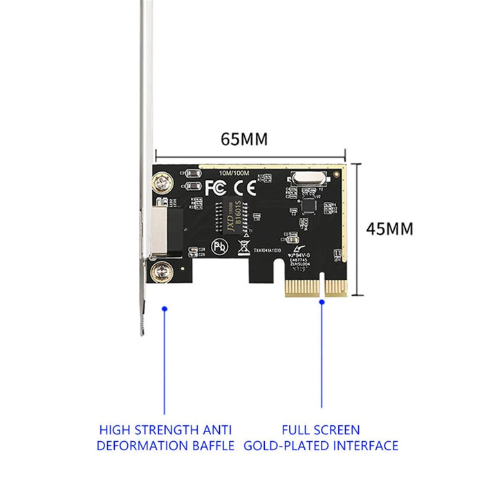 TXA104 100Mbps PCI-E Network Card with RTL8106 PCI-E X1 Wired Network Adapter - 7