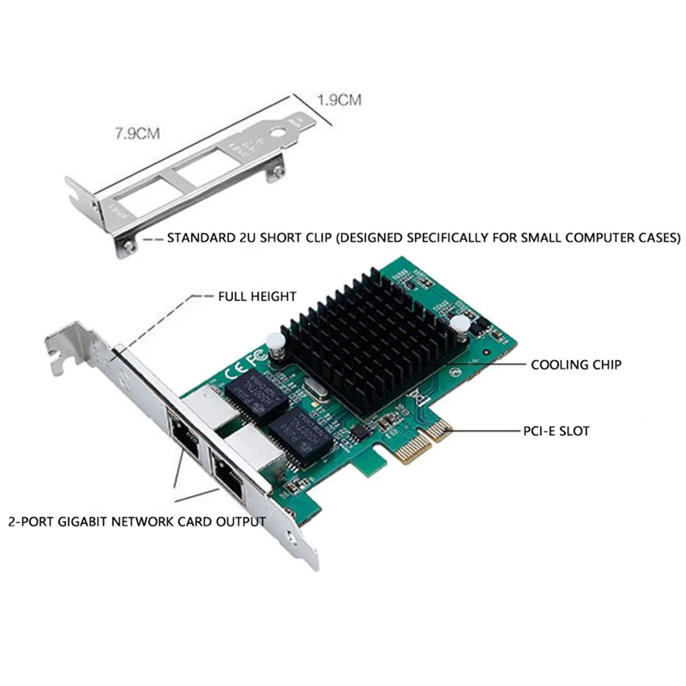 TXA020 Intel 82575EB Chip Pcie Gigabit Dual Port Network Card with Long and Short Baffle - 2