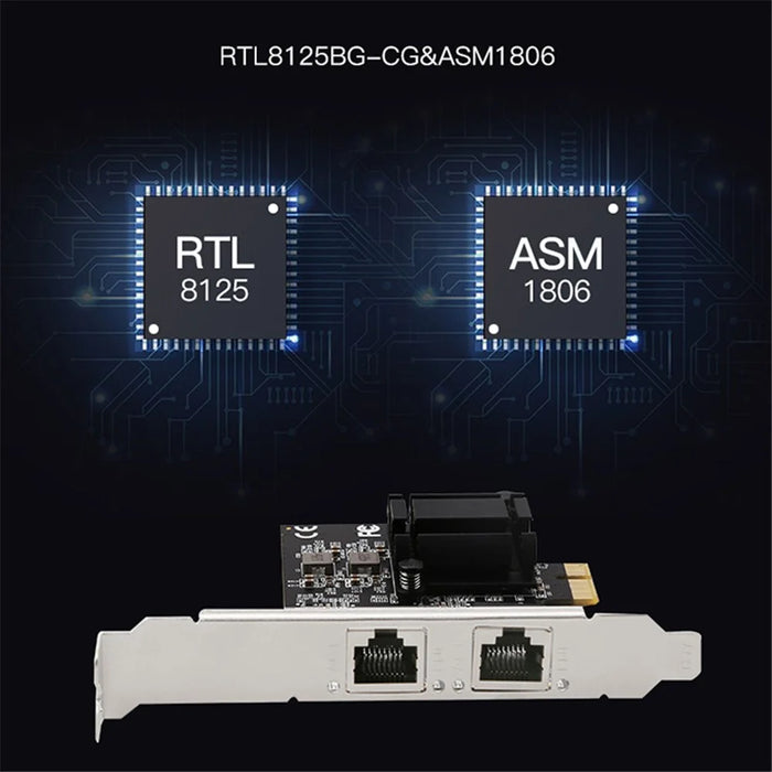 TXA192 Desktop PC Dual RJ45 Port 2500Mbps Network Card PCI-E X1 2.5G Network Card, Support ROS Esxi - 7