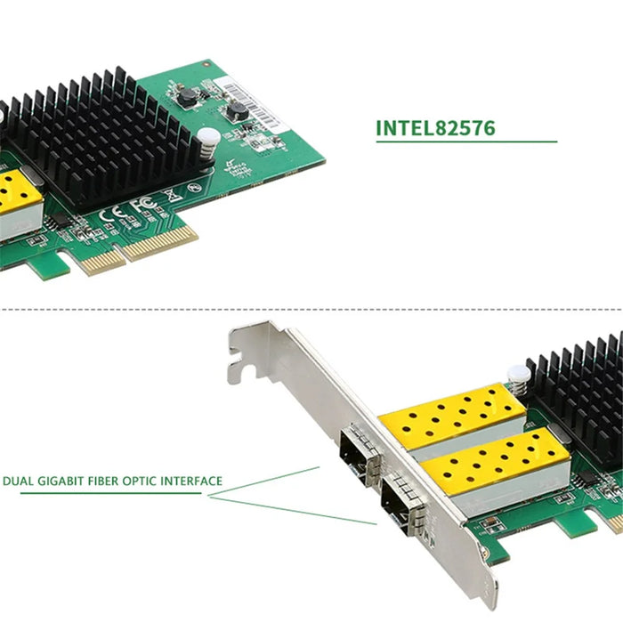 TXA067 1G PCI-E 4X 82576 Network Card Desktop Computer Gigabit Ethernet Adapter for Server - 5