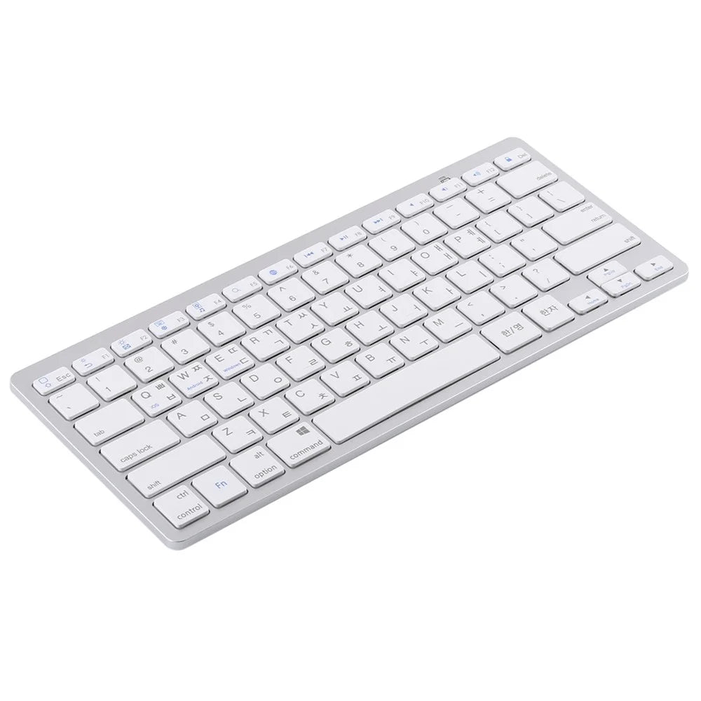 Ultra-Slim Wireless Bluetooth-compatible Keyboard (Korean Language) for Android Windows iOS - Silver - 2