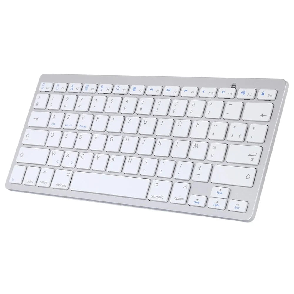 Ultra-Slim Wireless Bluetooth-compatible Keyboard (French Language) for Android Windows iOS - Silver - 1