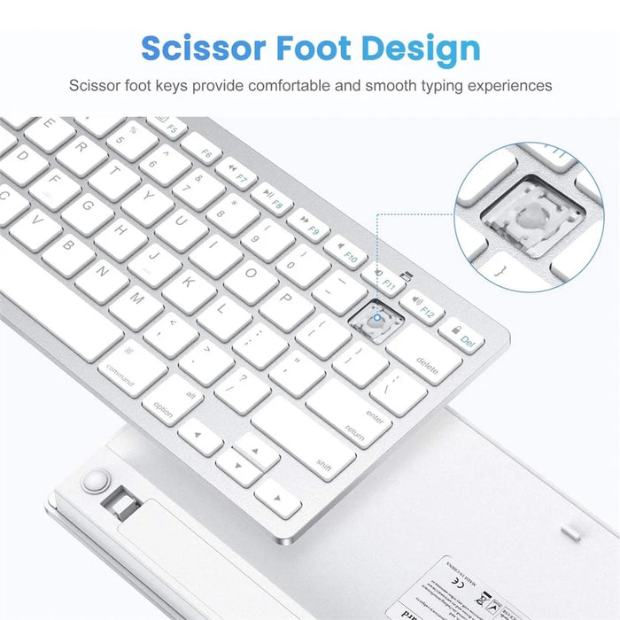 Ultra-Slim Wireless Bluetooth-compatible Keyboard (French Language) for Android Windows iOS - Silver - 6