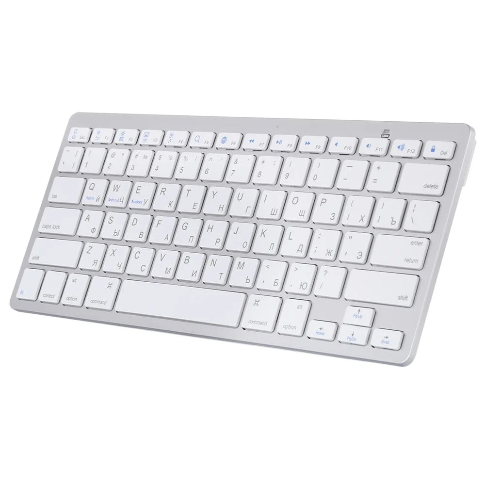 Ultra-Slim Wireless Bluetooth-compatible Keyboard (Russian Language) for Android Windows iOS - Silver - 1