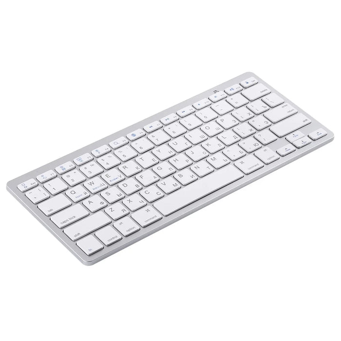 Ultra-Slim Wireless Bluetooth-compatible Keyboard (Russian Language) for Android Windows iOS - Silver - 2