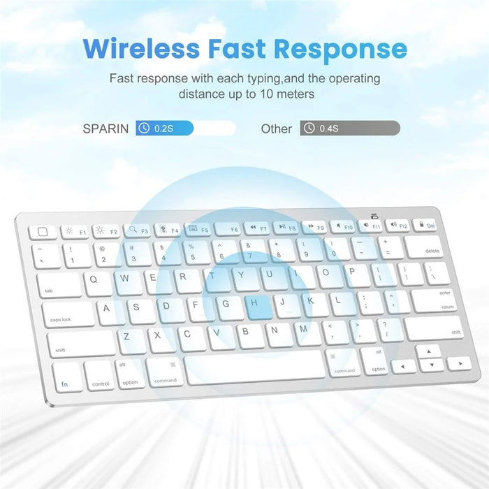 Ultra-Slim Wireless Bluetooth-compatible Keyboard (Russian Language) for Android Windows iOS - Silver - 7