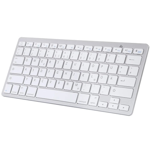 Ultra-Slim 78 Keys Wireless German Language Bluetooth-Compatible Keyboard for Android Windows iOS - Silver - 1