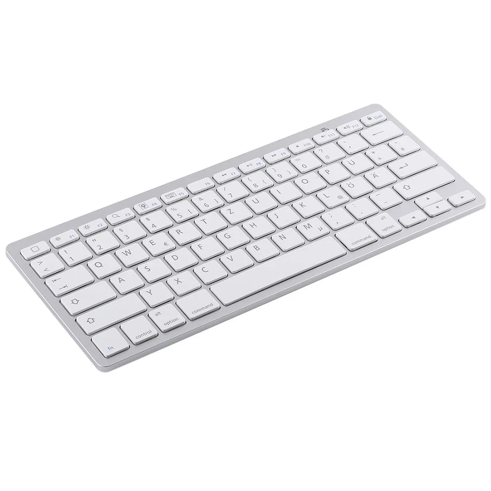 Ultra-Slim 78 Keys Wireless German Language Bluetooth-Compatible Keyboard for Android Windows iOS - Silver - 2