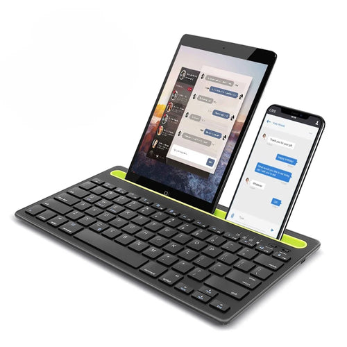 HM-04 Dual-Device Connection Bluetooth-compatible Keyboard for IOS Android Windows Phones/Tablets - Black - 1