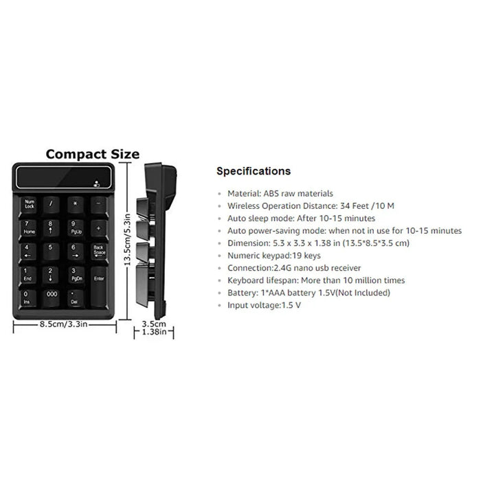 2.4G Wireless Mini Numeric Keyboard Suspended Mechanical Keyboard 19-key Mini Accounting Banking Keypad - 5