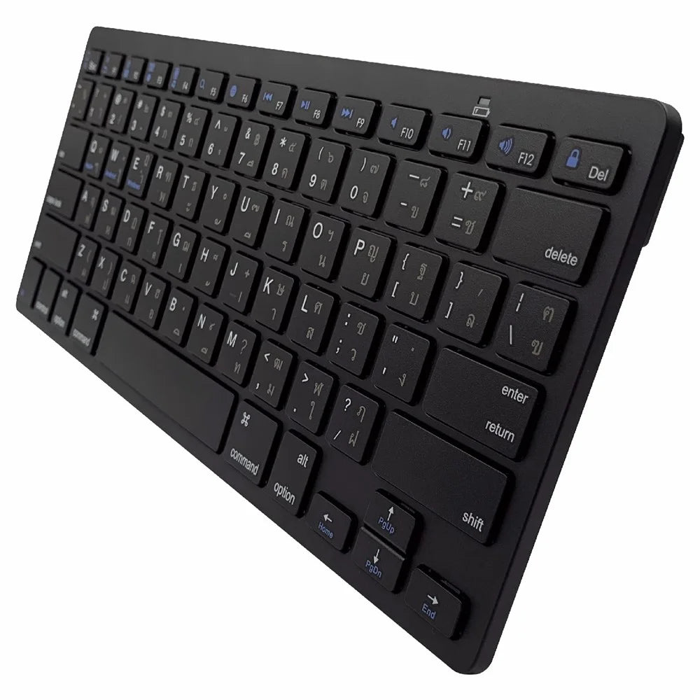 [Thai Version] X5 Noiseless 78-Key Ultra Thin Wireless Bluetooth-compatible Keyboard for iPad iPhone - Black - 1