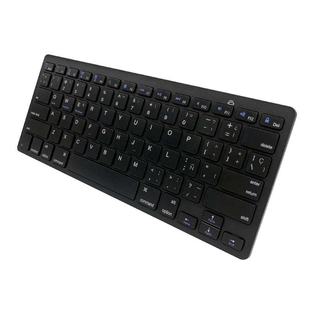 [Spanish Version] X5 78-Key Ultra Thin Wireless Bluetooth-compatible Keyboard Portable Gamer Keyboard for iPad iPhone - Black - 1
