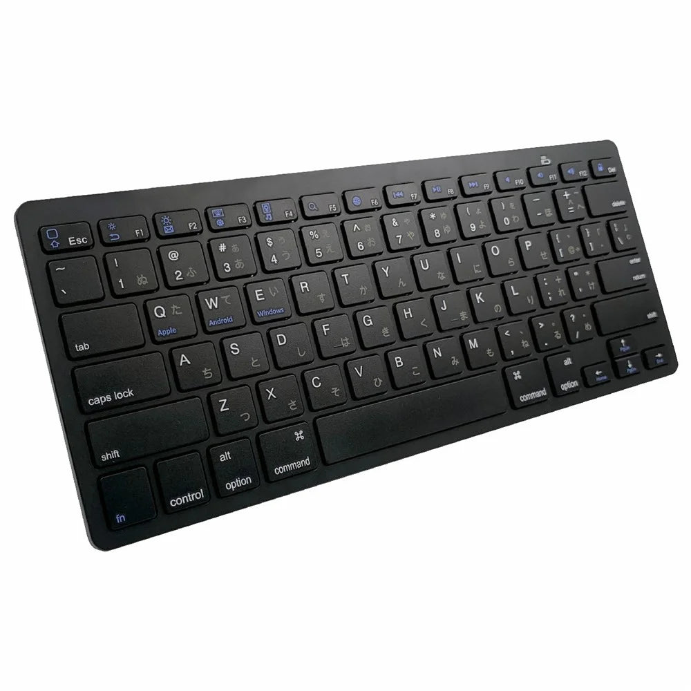 [Japanese Version] X5 Battery Powered 78-Key Ultra Thin Wireless Bluetooth-compatible Keyboard for iPad iPhone - Black - 1
