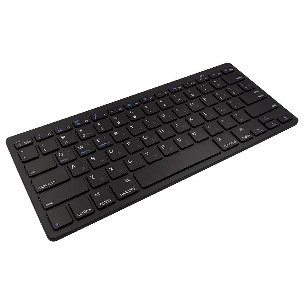 [Russian Version] X5 78-Key Ultra Thin Soft Touch Wireless Bluetooth-compatible Keyboard for iPad iPhone - Black - 1