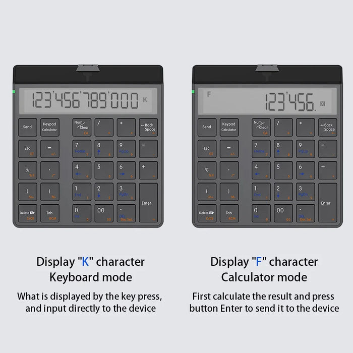 SUNREED KC9001S Bluetooth-compatible Numeric Keypad LCD Display 29-Keys Desktop Business Calculator for Laptop Computer - Black - 2