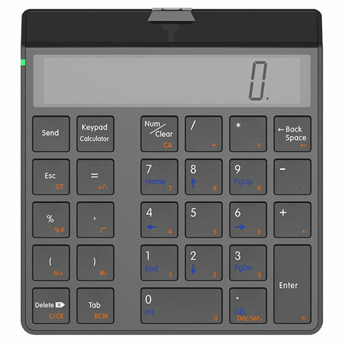 SUNREED KC9001S Wireless Numeric Keypad 12-Digit LCD Display 28-Keys Financial Accounting Rechargeable Number Keyboard for Laptop Desktop PC - Black - 1