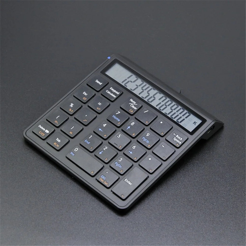 SUNREED KC9001S Wireless Numeric Keypad 12-Digit LCD Display 28-Keys Financial Accounting Rechargeable Number Keyboard for Laptop Desktop PC - Black - 4