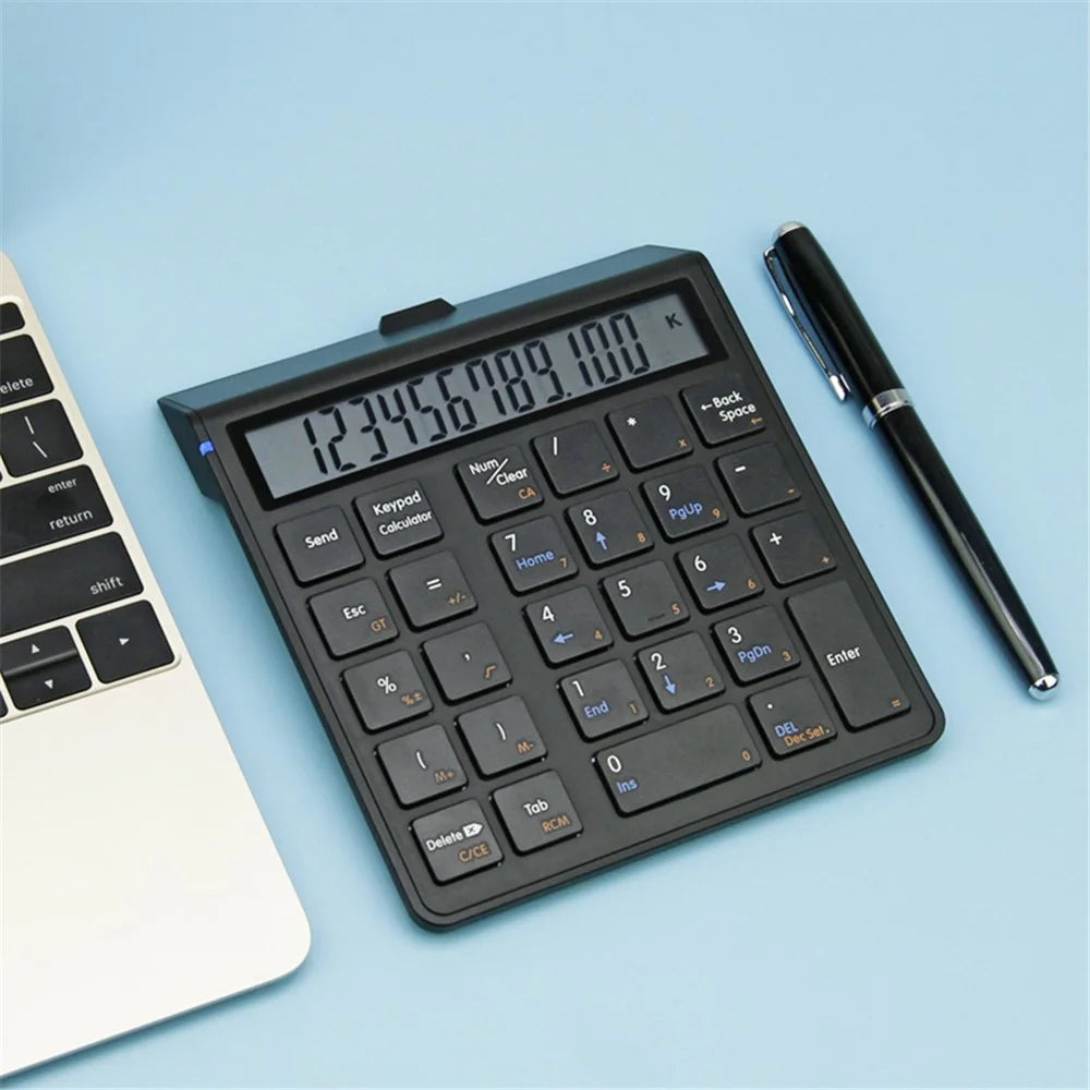 SUNREED KC9001S Wireless Numeric Keypad 12-Digit LCD Display 28-Keys Financial Accounting Rechargeable Number Keyboard for Laptop Desktop PC - Black - 5