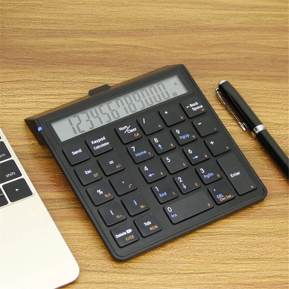 SUNREED KC9001S Wireless Numeric Keypad 12-Digit LCD Display 28-Keys Financial Accounting Rechargeable Number Keyboard for Laptop Desktop PC - Black - 6