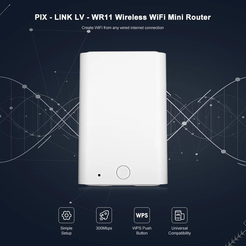 PIX-LINK Compact Size WiFi Extender WiFi Booster Indoor WiFi Signal Booster 300Mbps WiFi Amplifier Long Range Wireless Repeater - EU Plug - 4