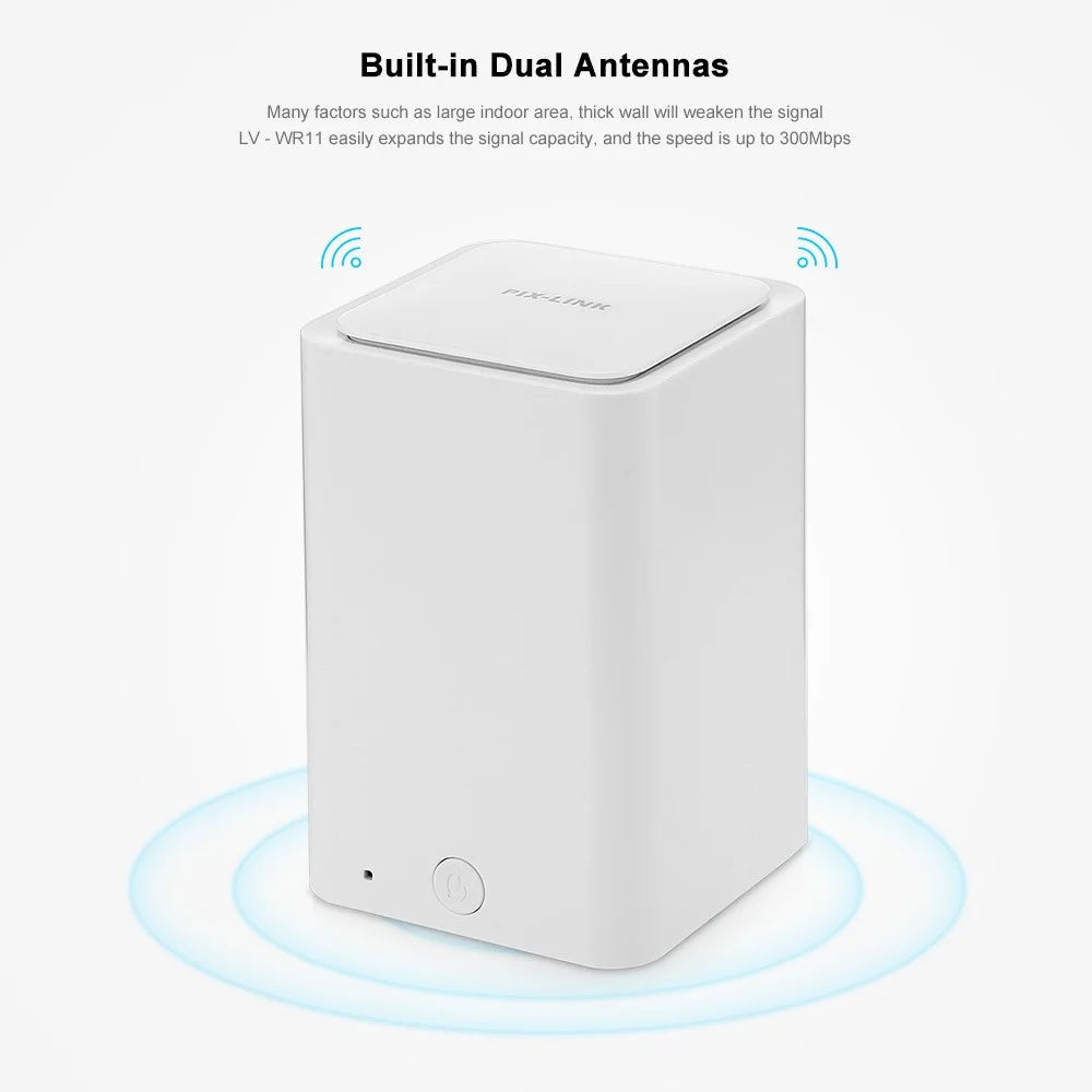 PIX-LINK Compact Size WiFi Extender WiFi Booster Indoor WiFi Signal Booster 300Mbps WiFi Amplifier Long Range Wireless Repeater - EU Plug - 6