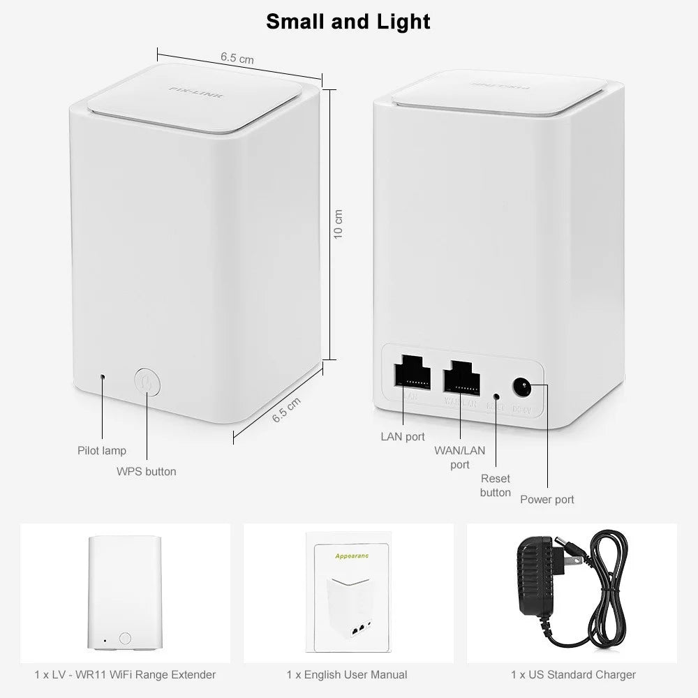 PIX-LINK Compact Size WiFi Extender WiFi Booster Indoor WiFi Signal Booster 300Mbps WiFi Amplifier Long Range Wireless Repeater - EU Plug - 7