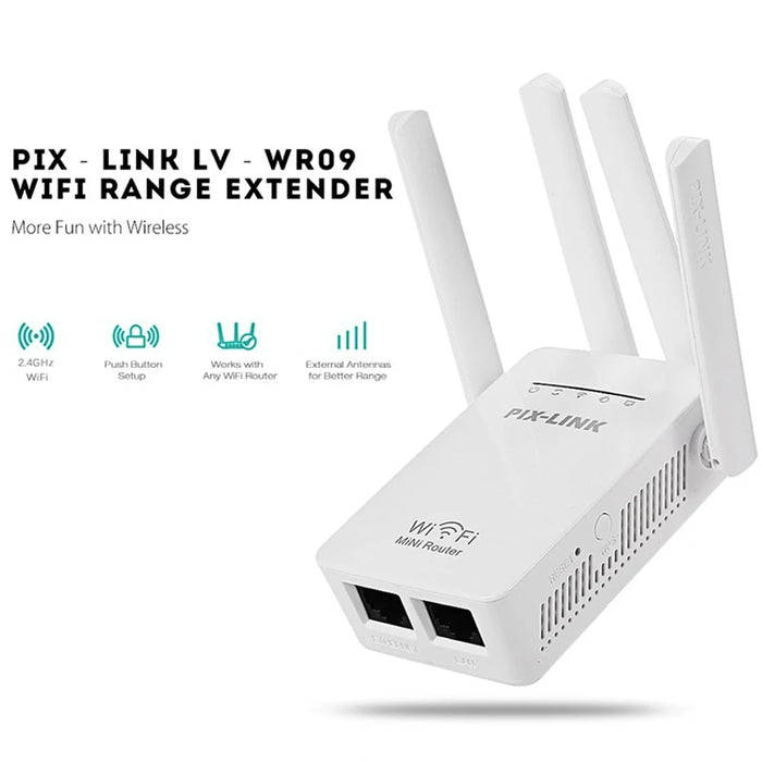 PIX-LINK WiFi Range Extender WIFI Signal Booster 300Mbps Internet Booster Easy Setup Wireless Repeater - US Plug - 3