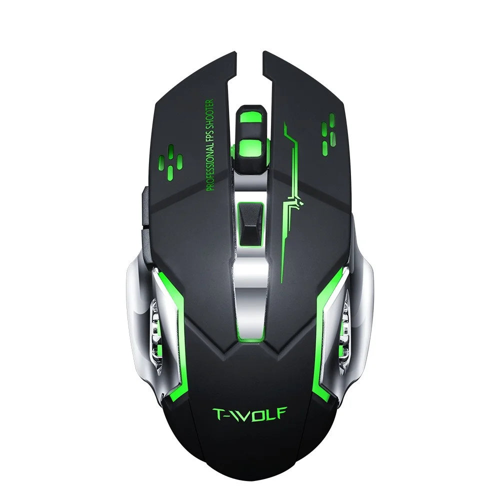 Q13 Rechargeable Wireless Mouse Silent Ergonomic Gaming Mice 6 Keys RGB Backlight for Laptop Computer - Black - 1