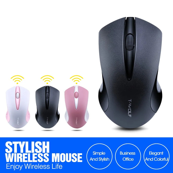 T-WOLF Q2 Portable Computer Mice for PC Notebook Laptop Wireless Mouse - Black - 5