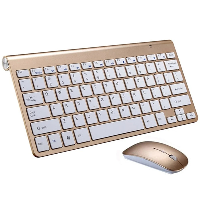 QH-001 2.4G Wireless Mini Keyboard Mouse Set - Gold - 1
